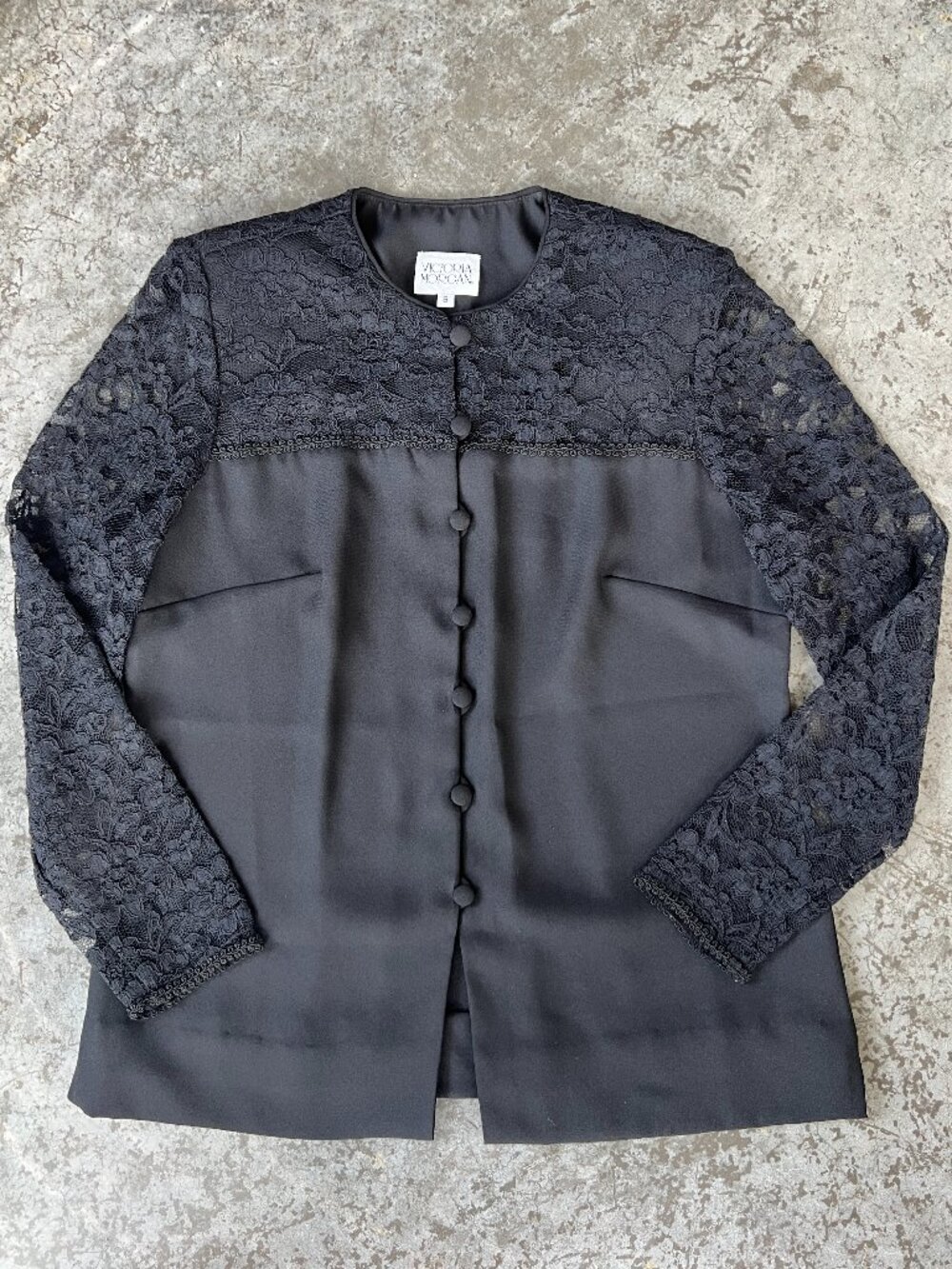 Victoria Morgan Vintage Black Lace Button Front Blouse Goth Women's Size 8